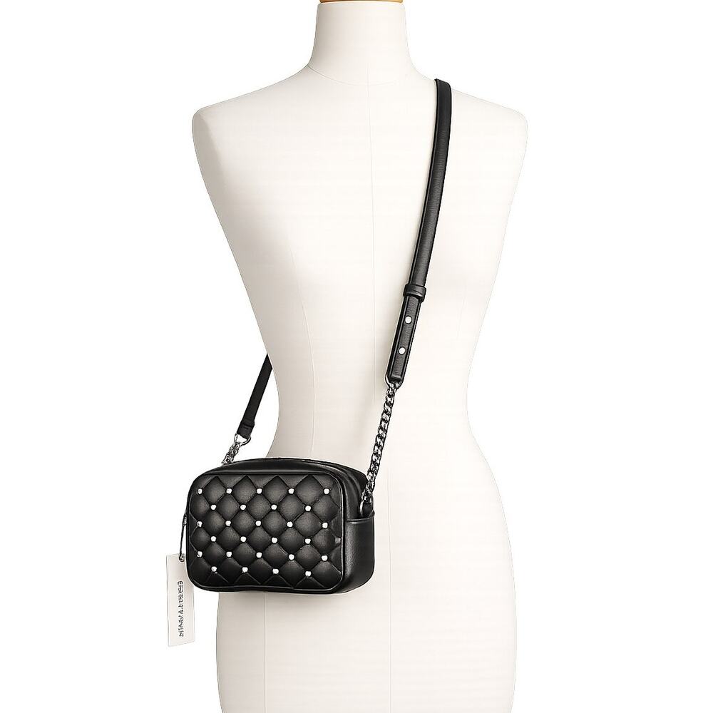 Rebecca Minkoff Black Quilted Studded Vegan Leather Crossbody Bag - NWT